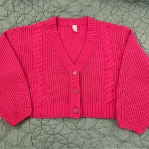 H&M Bright Pink Cable Knit Cardigan